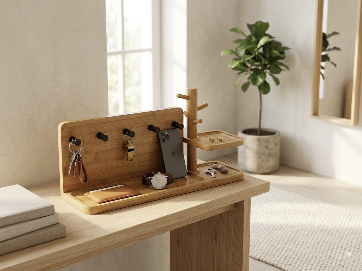 Bamboo Desk Entryway Organizer