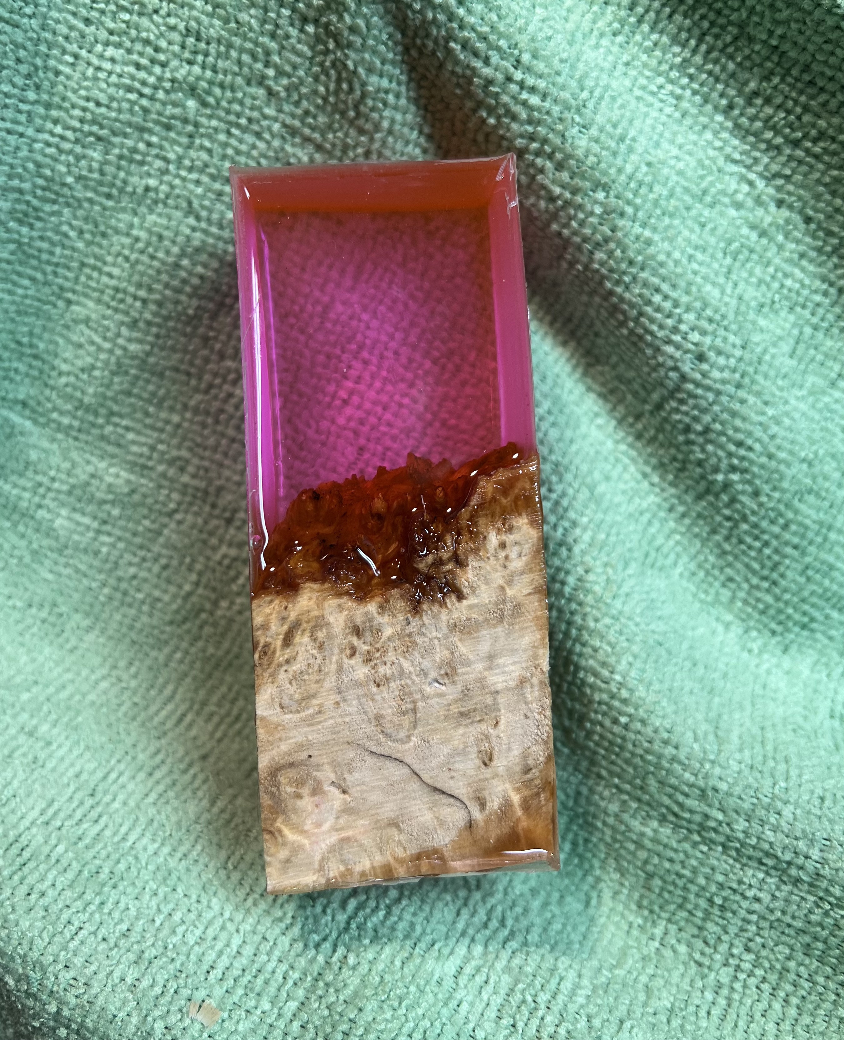 Box Elder Burl and Epoxy Hybrid blank.