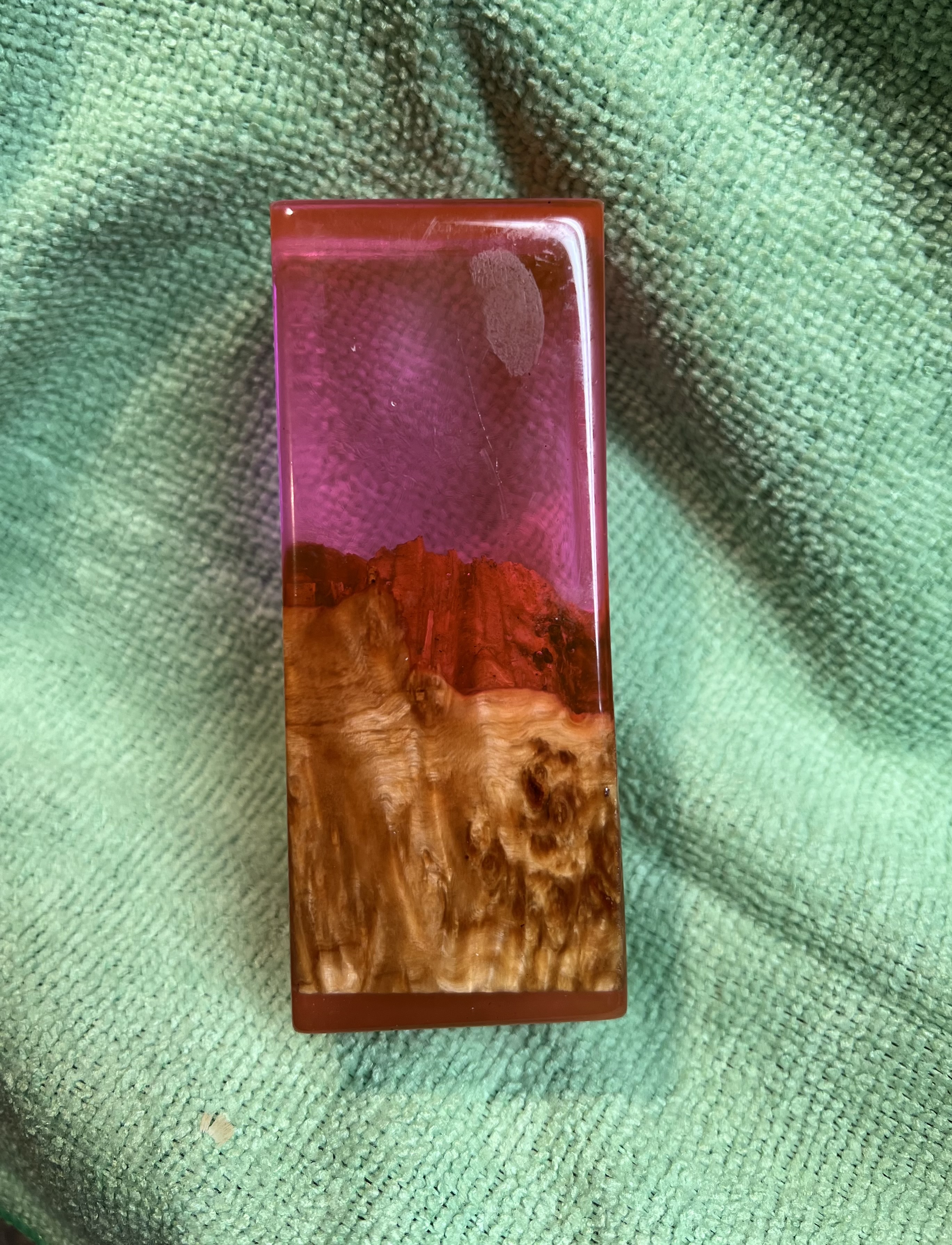 Box Elder Burl and Epoxy Hybrid blank.