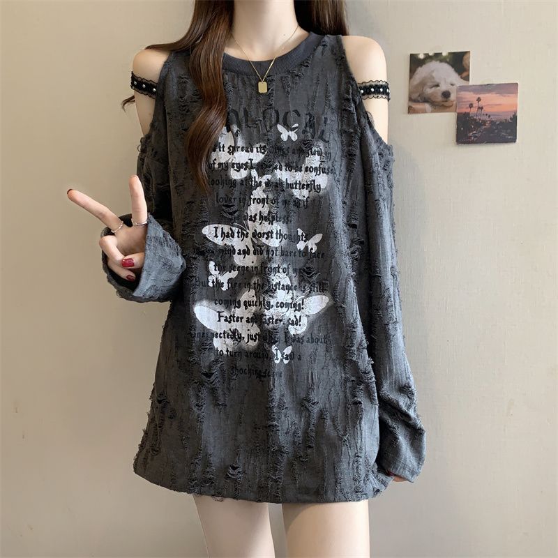 Edgy Cold Shoulder Printed Top