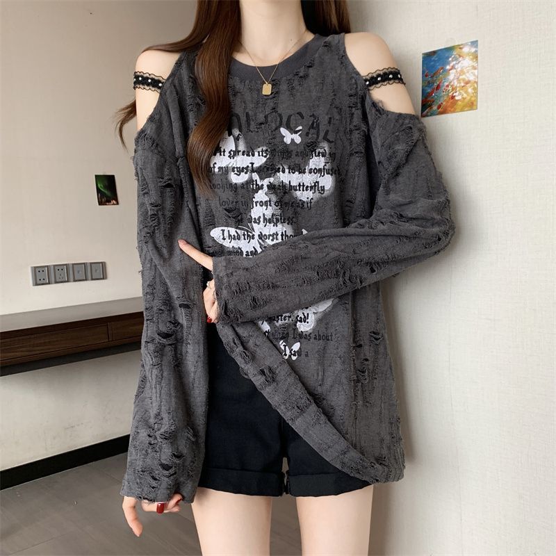 Edgy Cold Shoulder Printed Top