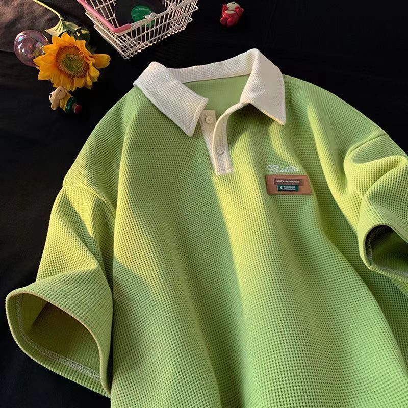 Lime Green Mesh Polo Shirt