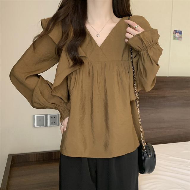 Ruffle Sleeve Black Blouse