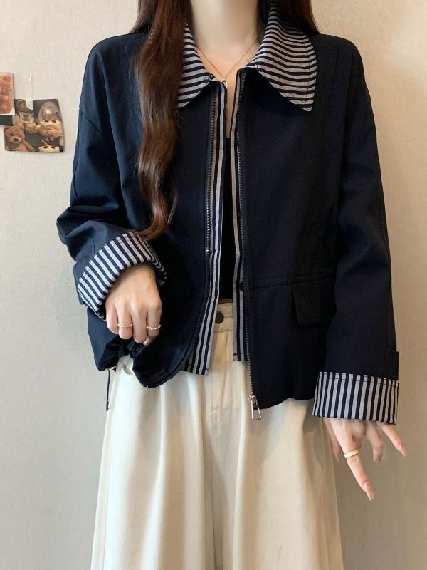 Striped Collar Casual Jacket