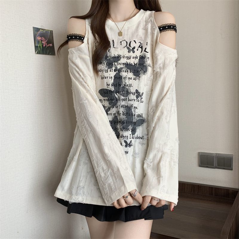 Edgy Cold Shoulder Printed Top