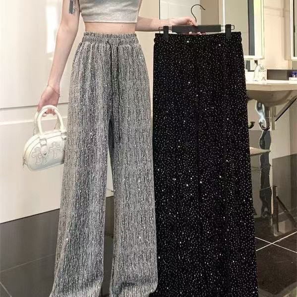 Glitter Wide-Leg Trousers