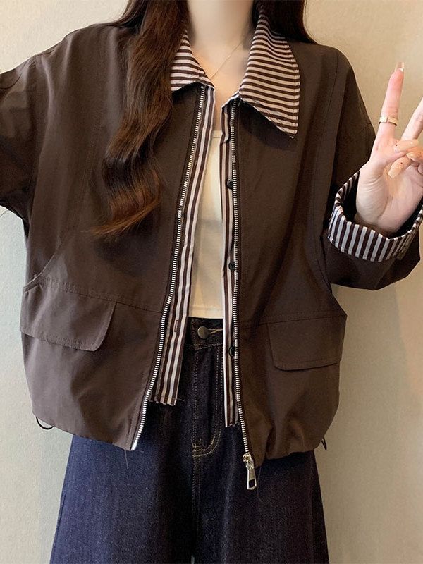 Striped Collar Casual Jacket