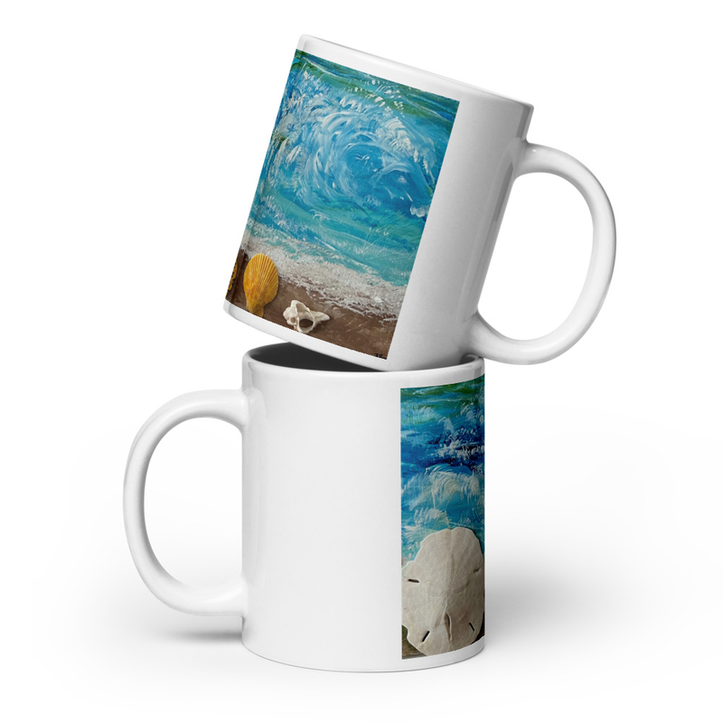 Ocean Beach White glossy mug