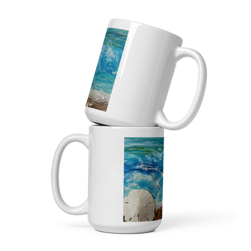 Ocean Beach White glossy mug
