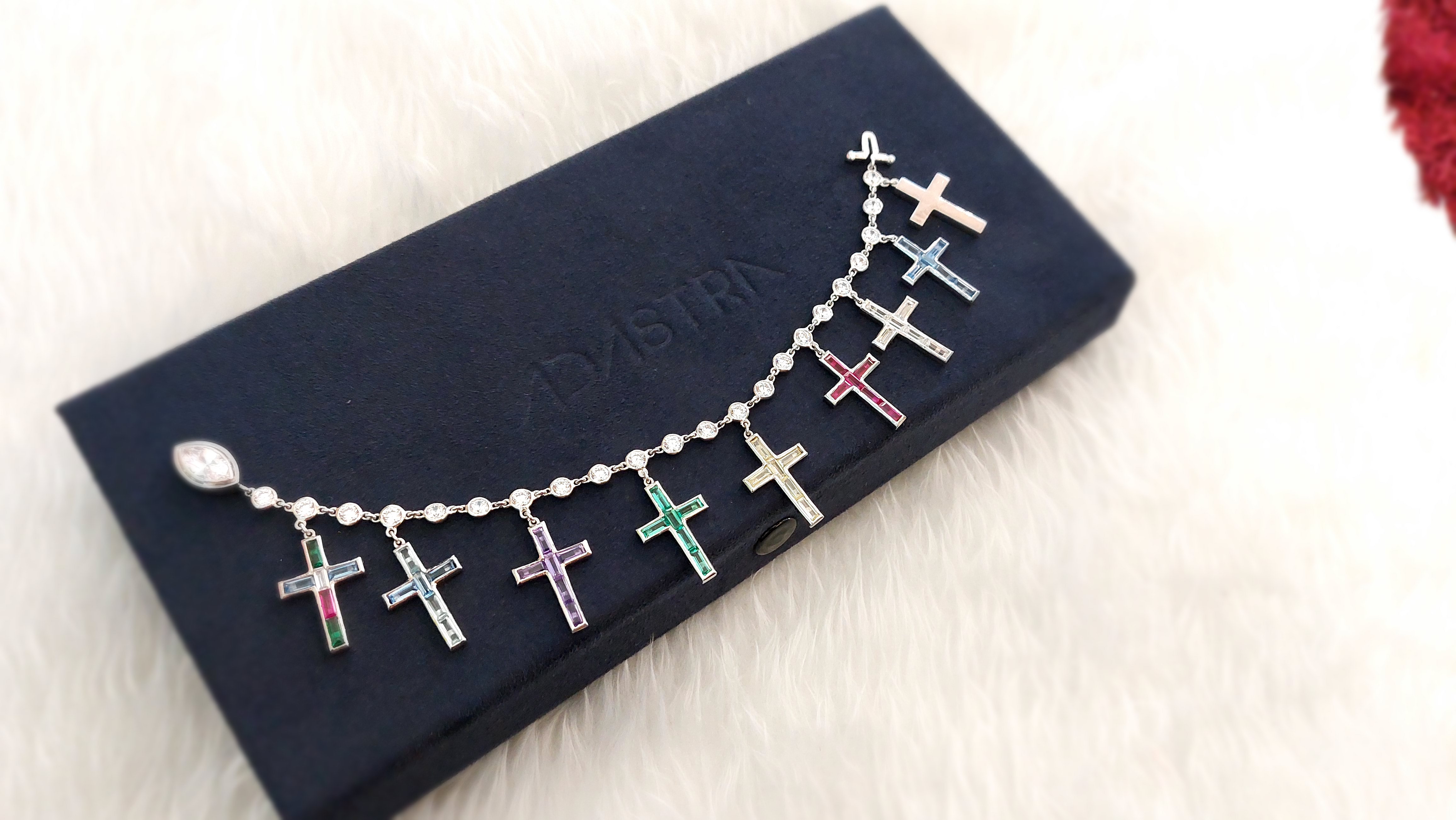 Multi-Color Cross Charm Bracelet