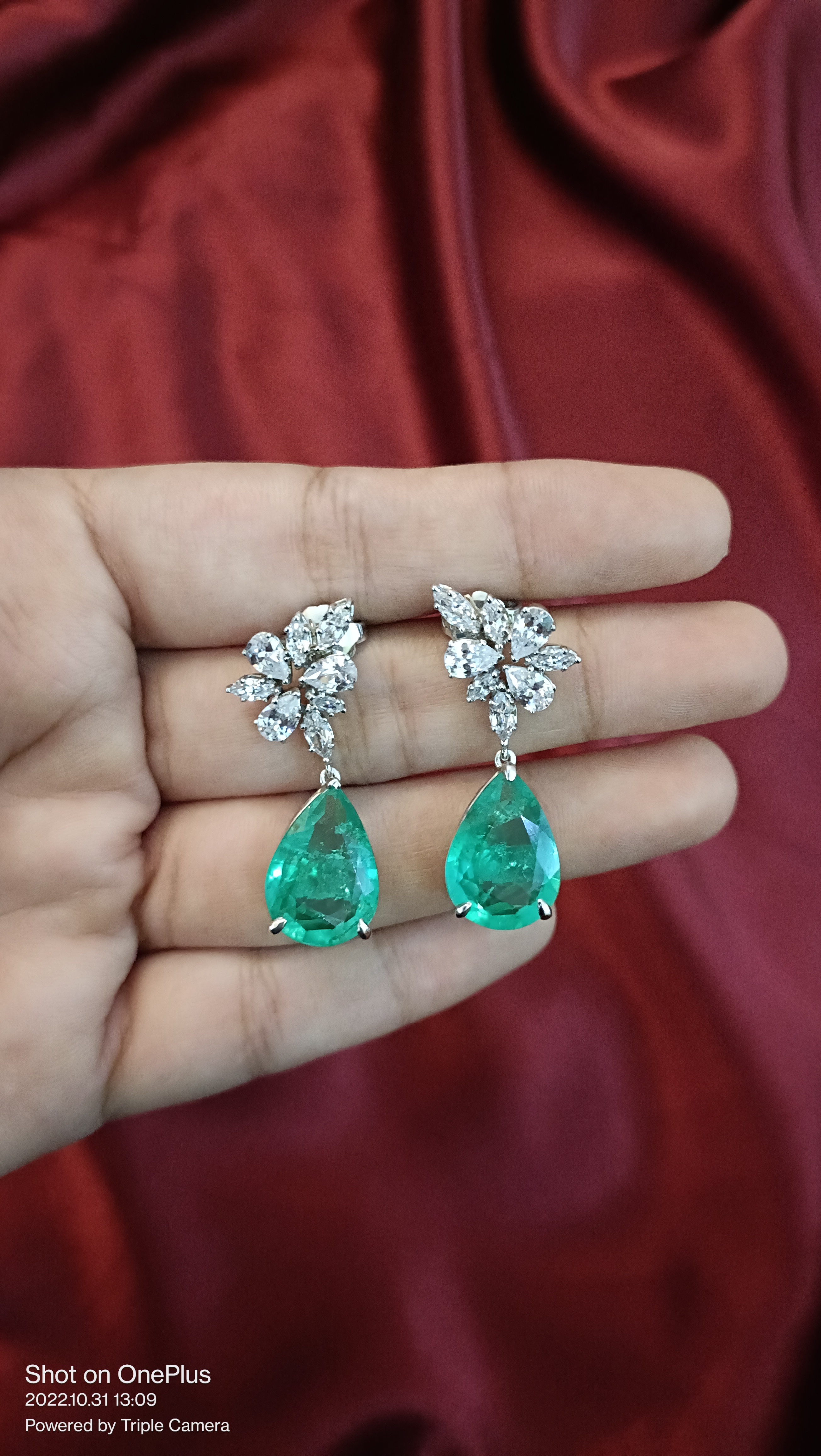 Emerald & Signature Adastra CZ Drop Earrings