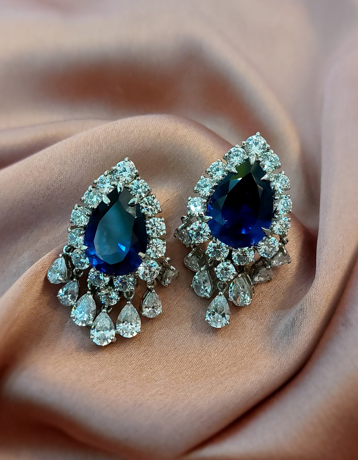 Sapphire Teardrop Statement Earrings
