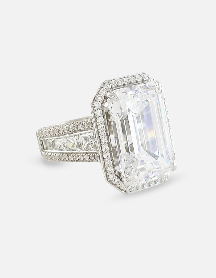 Emerald Cut Signature Adastra CZ Halo Ring