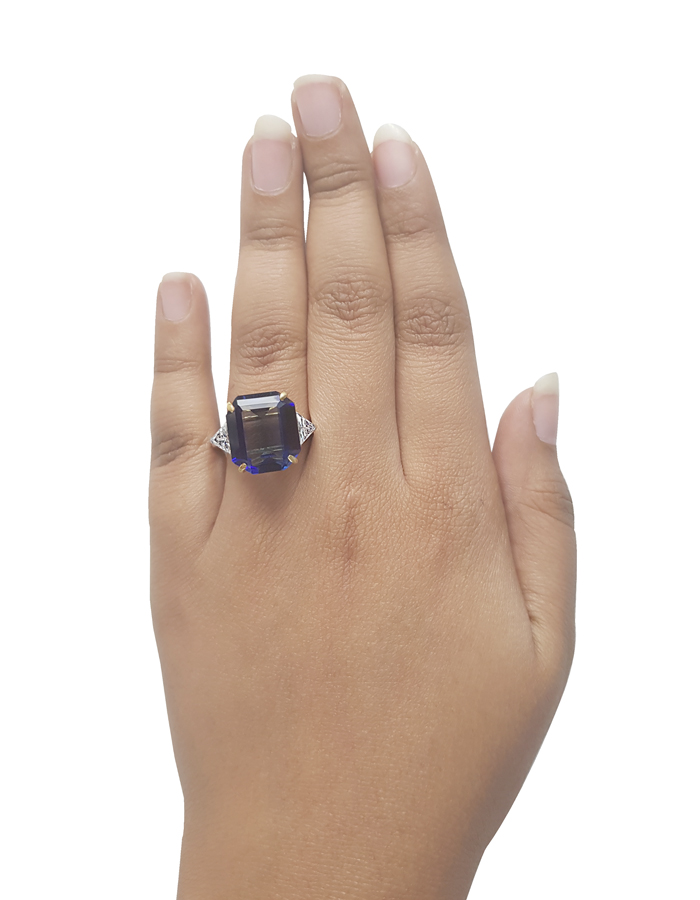 Emerald-Cut Blue Sapphire Ring