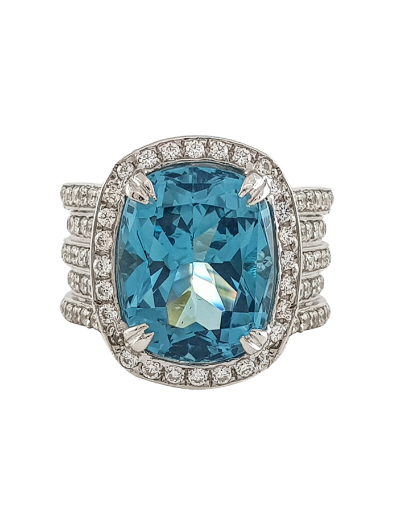 Blue Topaz &  Signature Adastra CZ Statement Ring