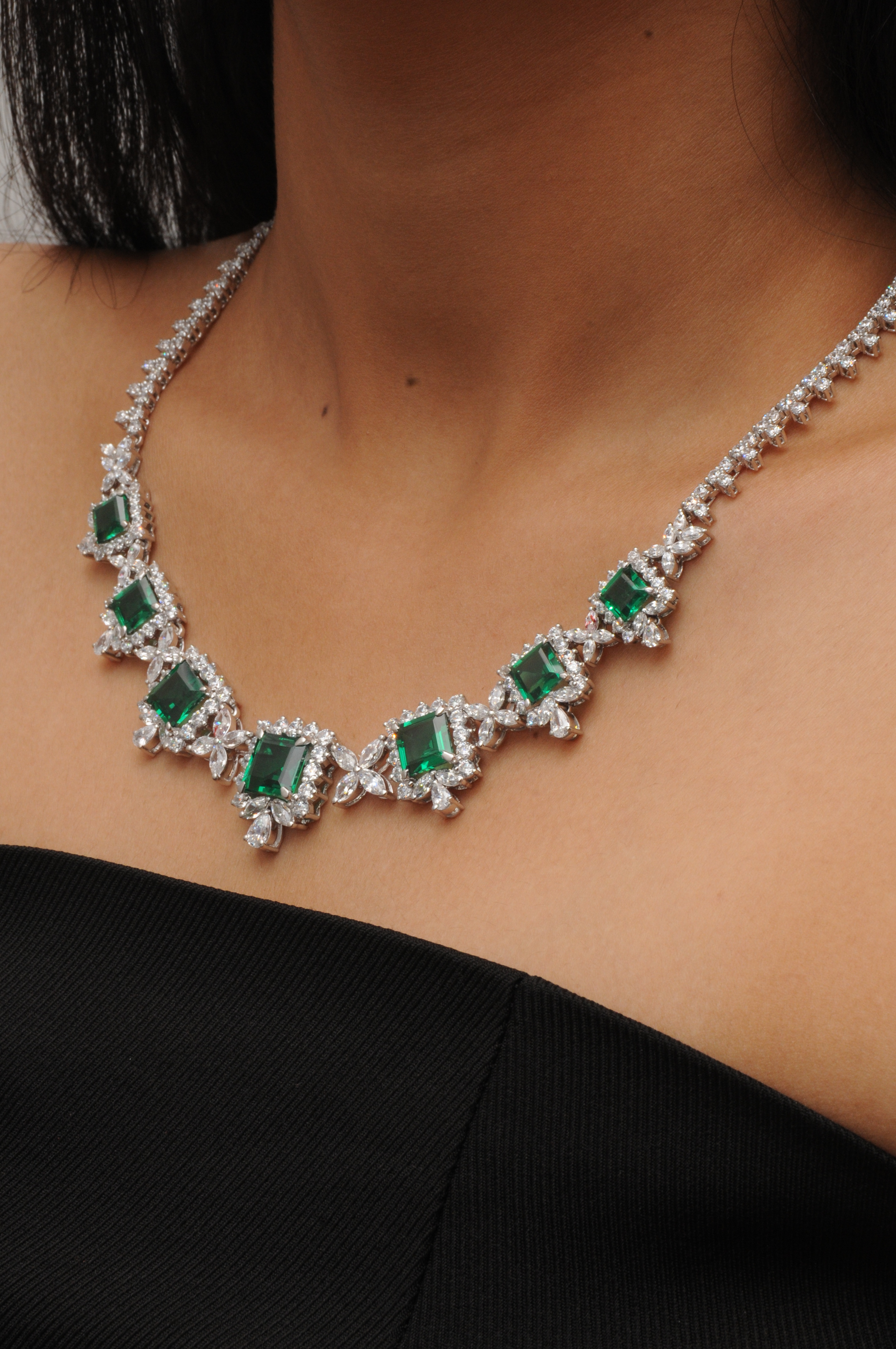 Emerald & Signature Adastra CZ Necklace