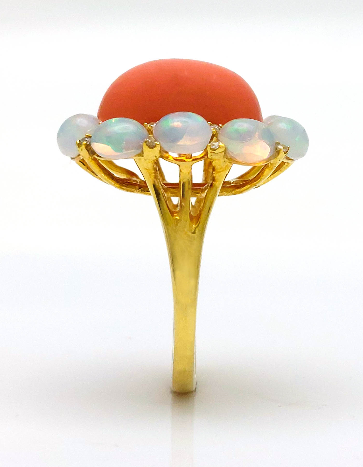 Coral and Opal Statement Ring