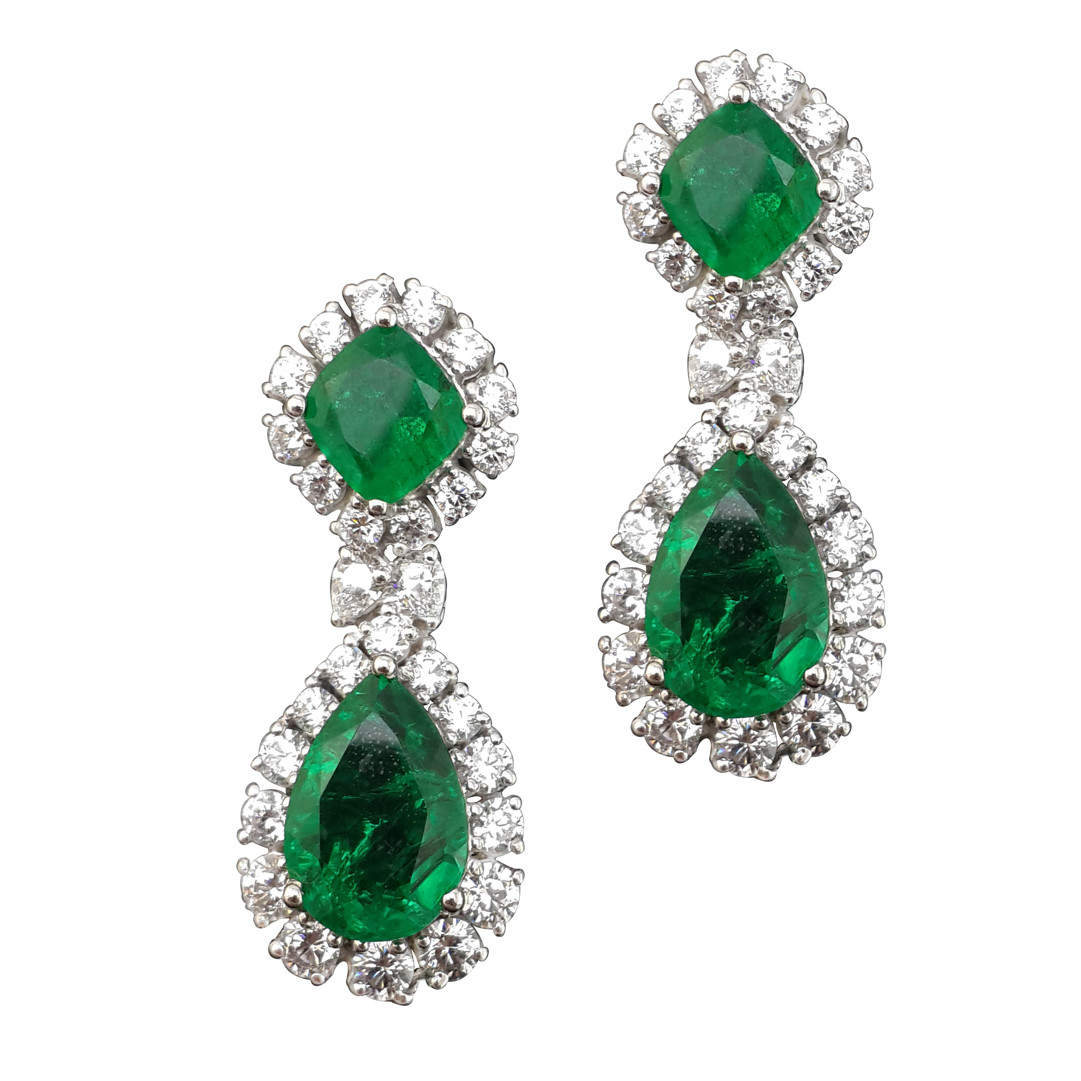 Emerald and Signature Adastra CZ Drop Earrings