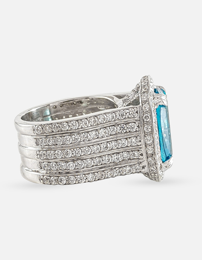 Blue Topaz &  Signature Adastra CZ Statement Ring