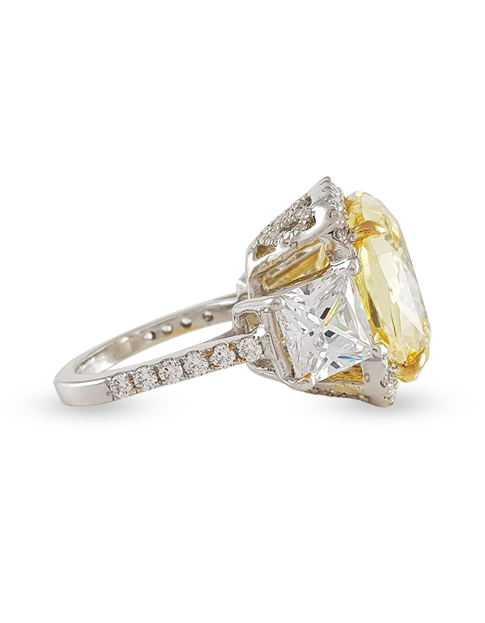 Yellow Cushion-Cut Signature Adastra CZ Ring