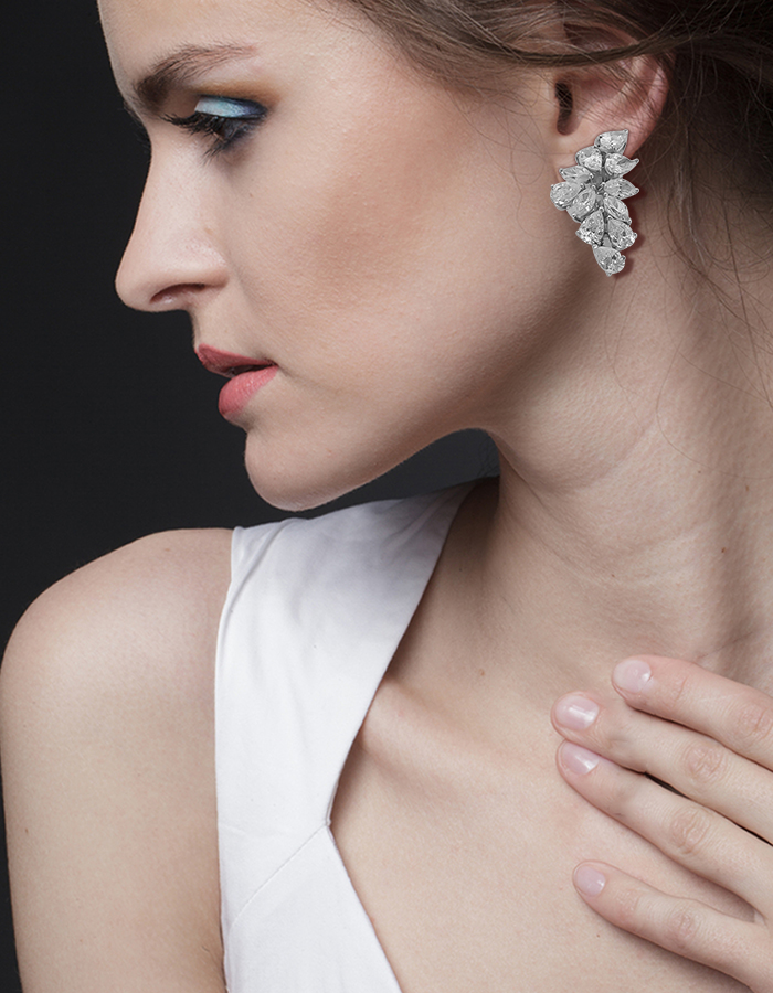 White Gold Signature Adastra CZ Cluster Earrings