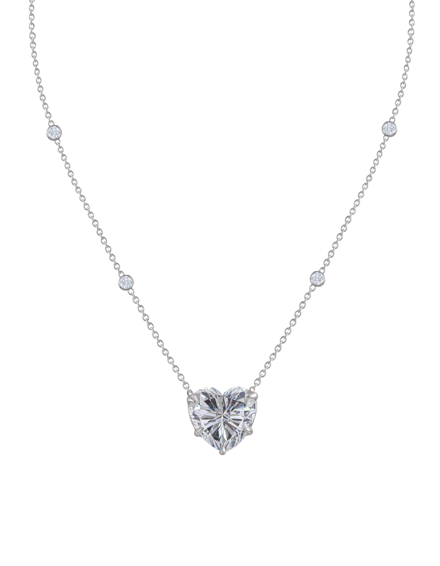 Heart-Shaped CZ Pendant Necklace