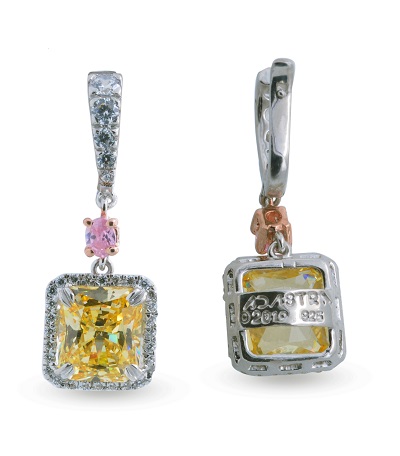 Yellow and Pink Signature Adastra CZ Dangle Earrings