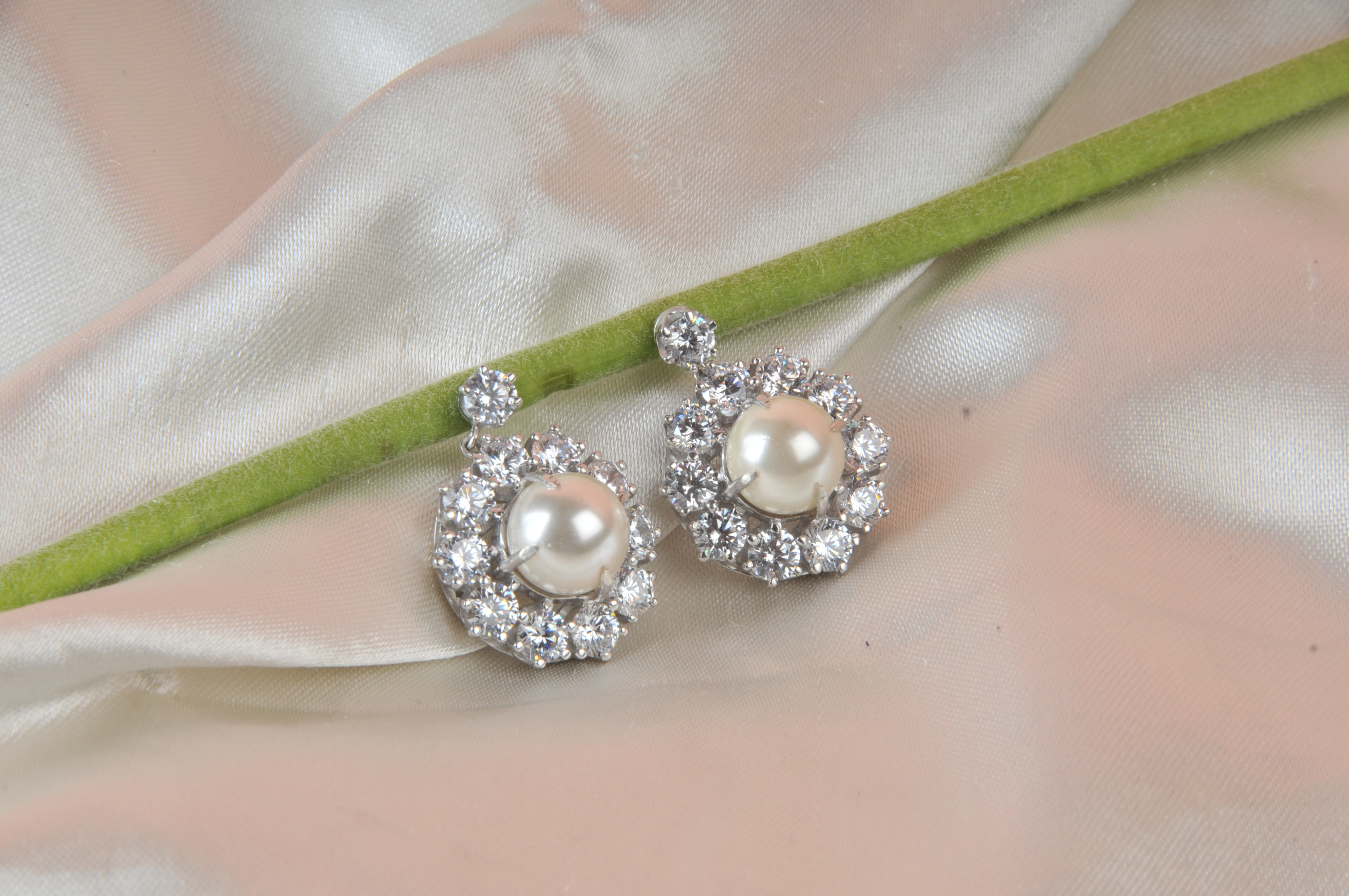 Pearl and Signature Adastra CZ Halo Earrings