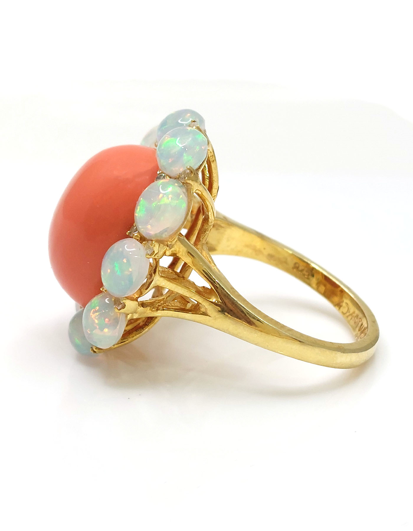 Coral and Opal Statement Ring