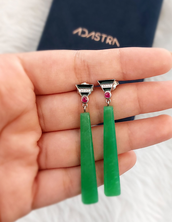Green Jade Drop Earrings