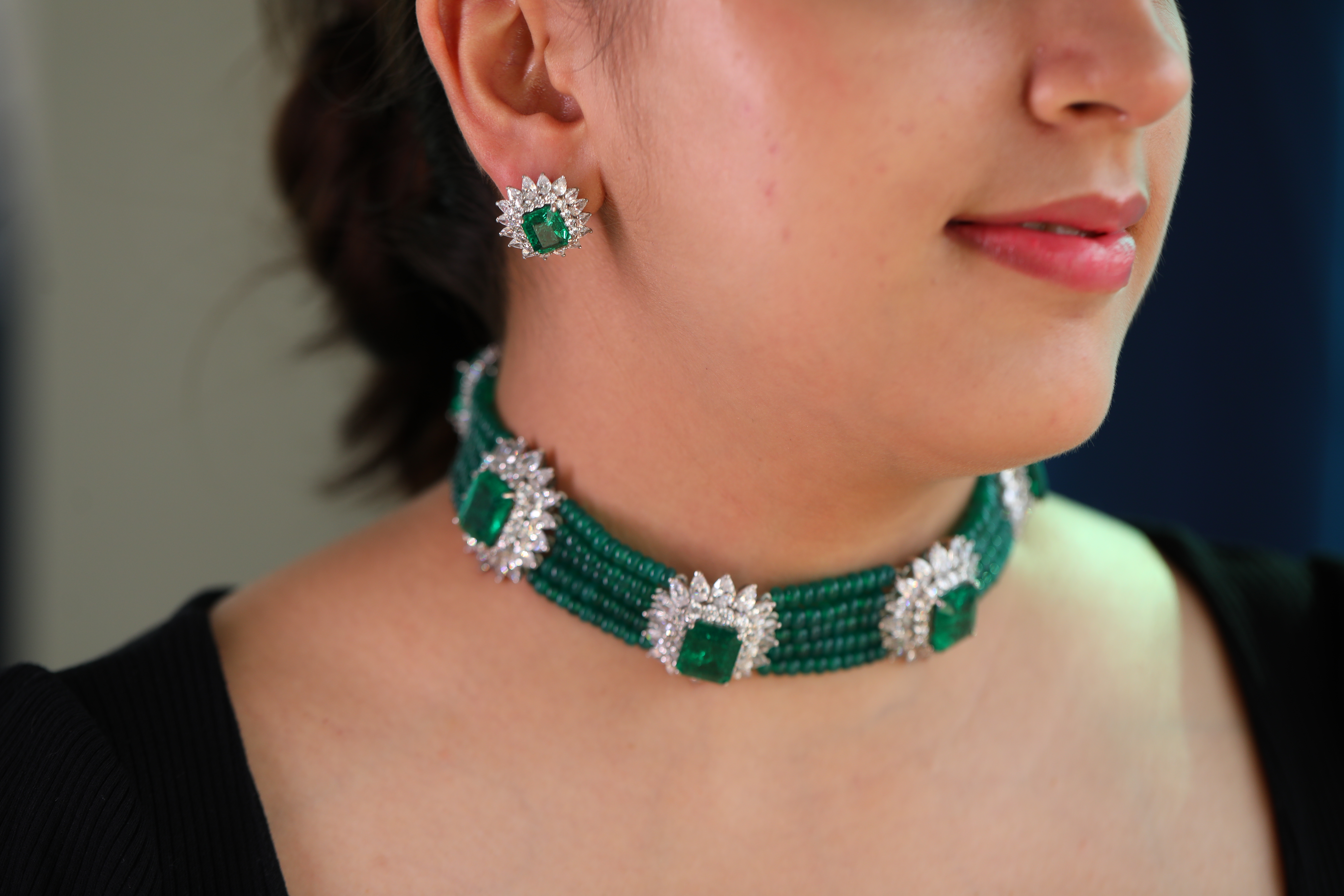 Emerald Beaded Choker Set