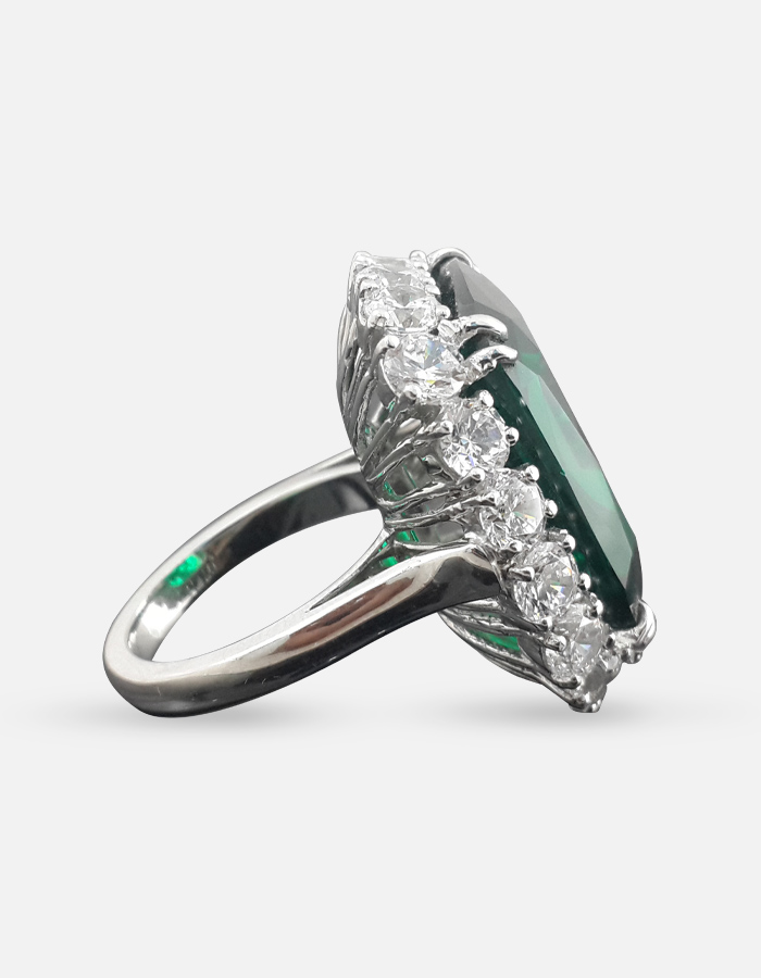 Emerald & Signature Adastra CZ Halo Ring