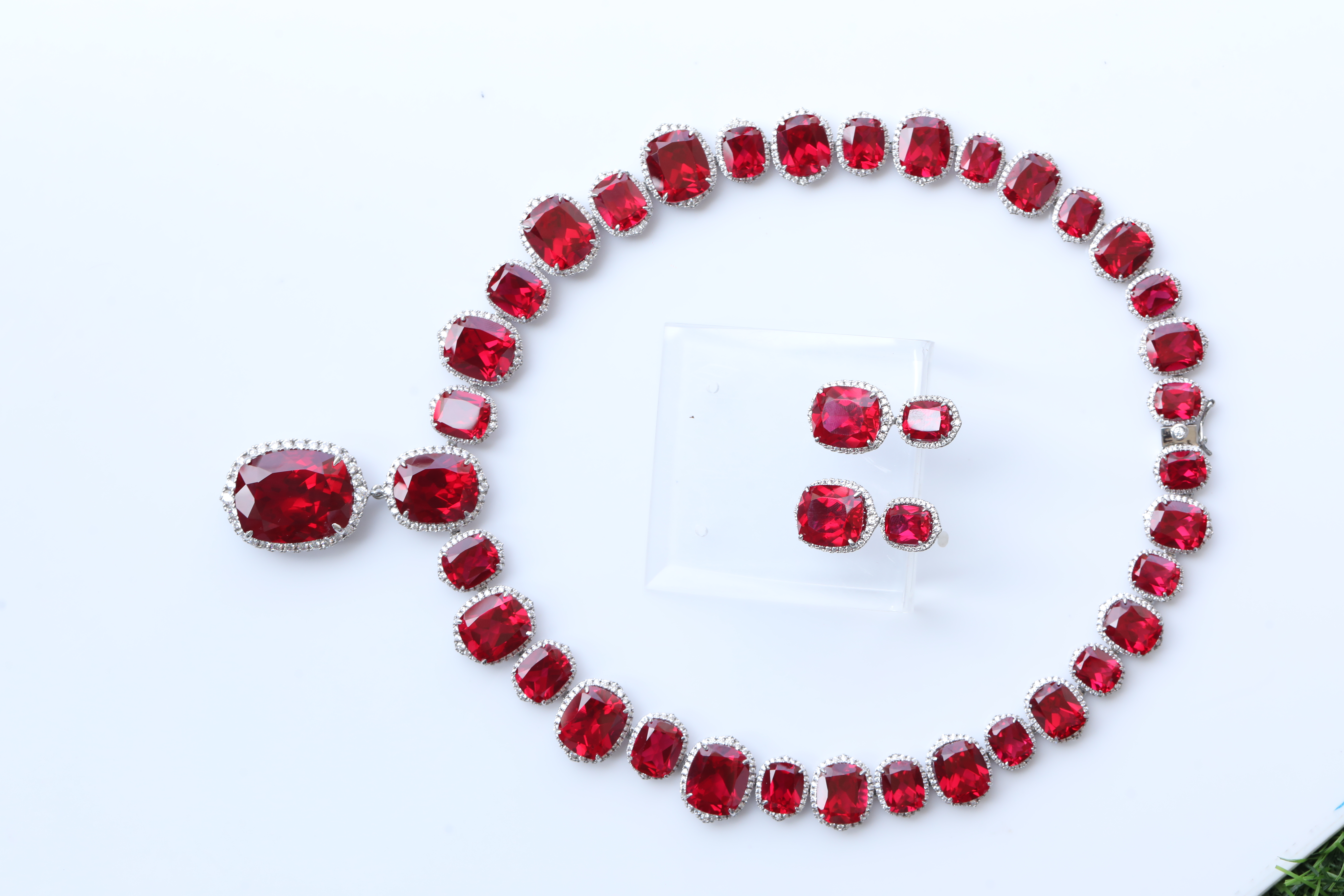 Ruby Gemstone Necklace Set