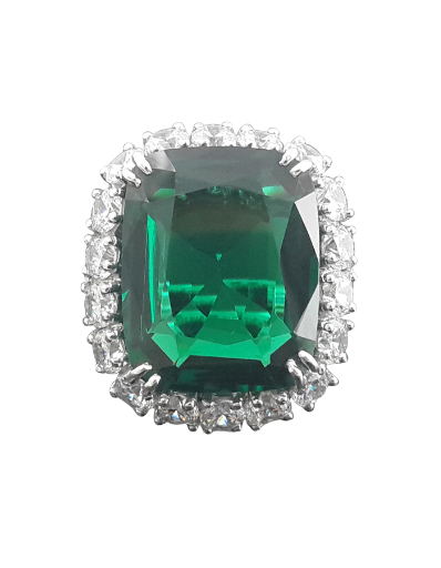 Emerald & Signature Adastra CZ Halo Ring