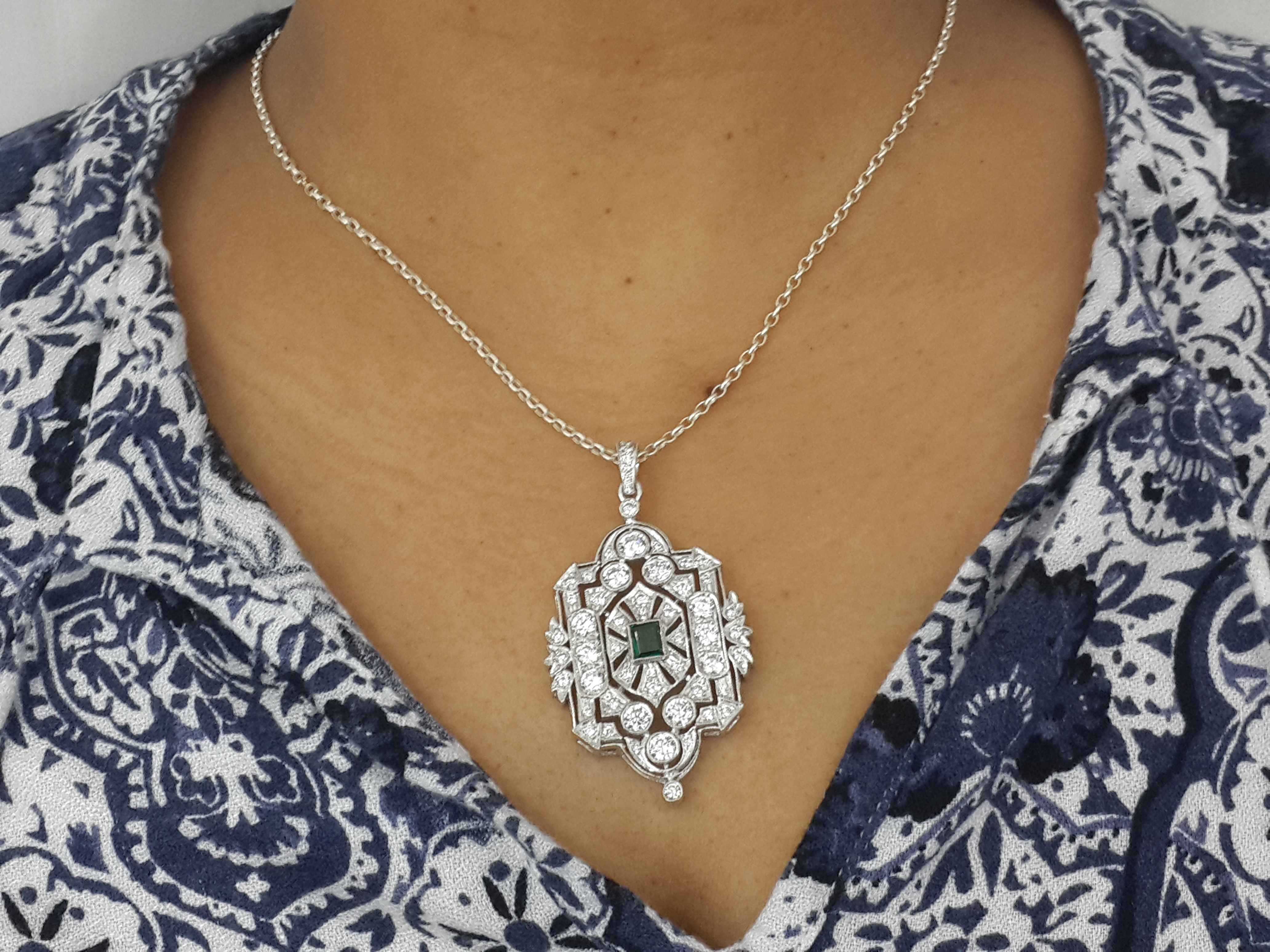 Art Deco Signature Adastra CZ Pendant
