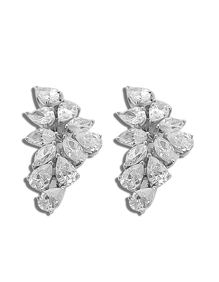 White Gold Signature Adastra CZ Cluster Earrings