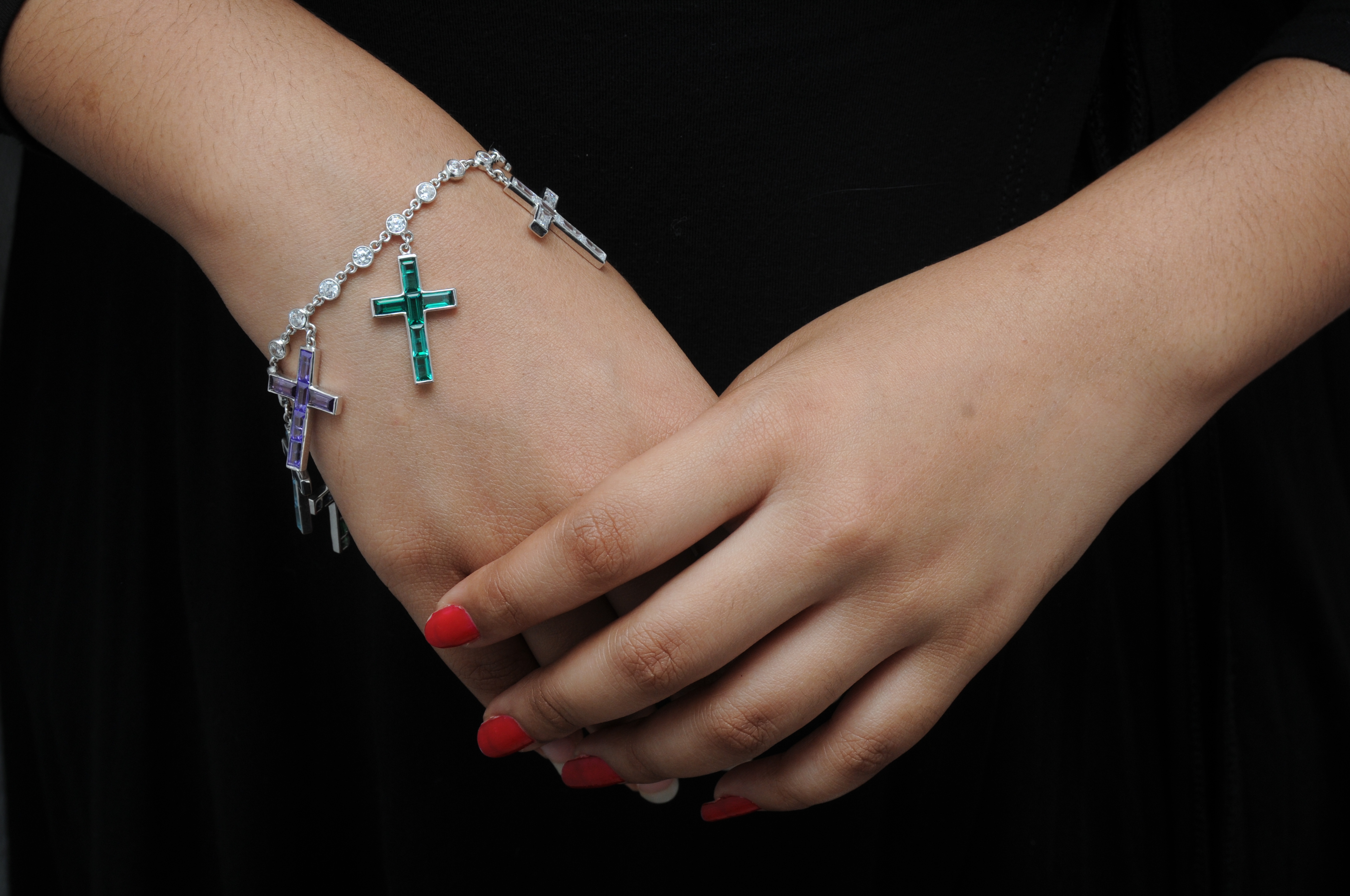Multi-Color Cross Charm Bracelet