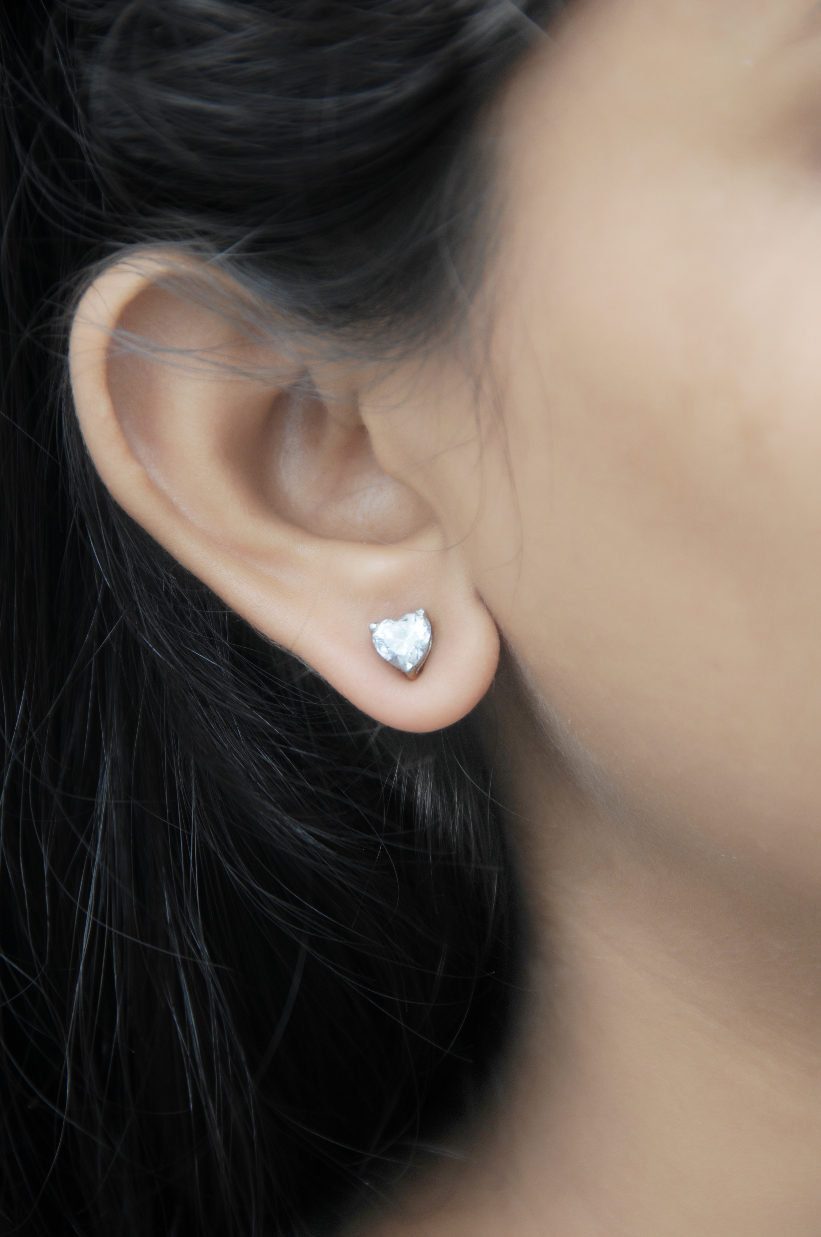 Heart-Shaped Signature Adastra CZ Stud Earrings