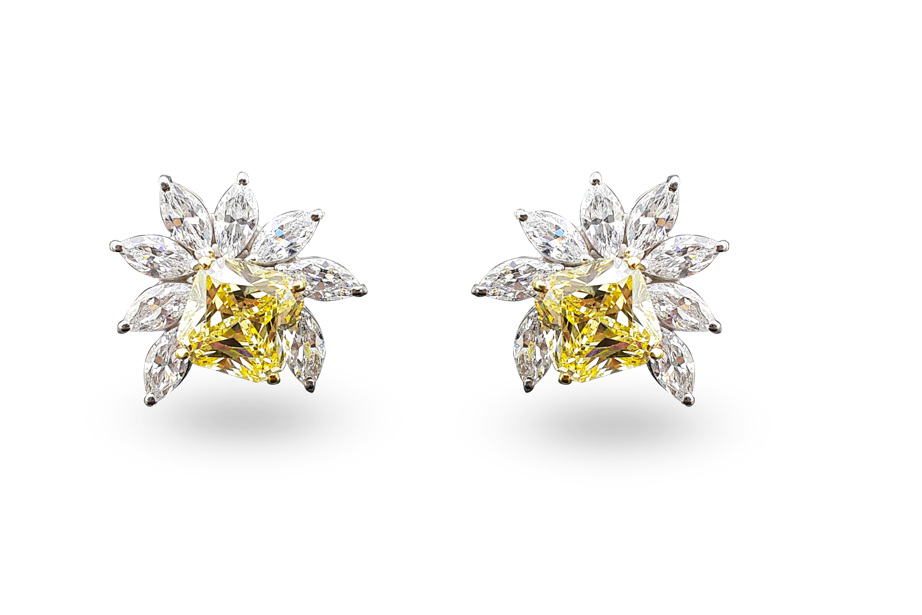 Yellow Signature Adastra CZ Flower Stud Earrings