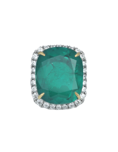 Emerald and Signature Adastra CZ Halo Ring
