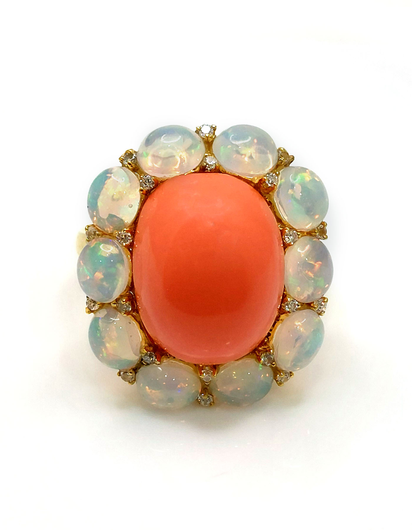Coral and Opal Statement Ring