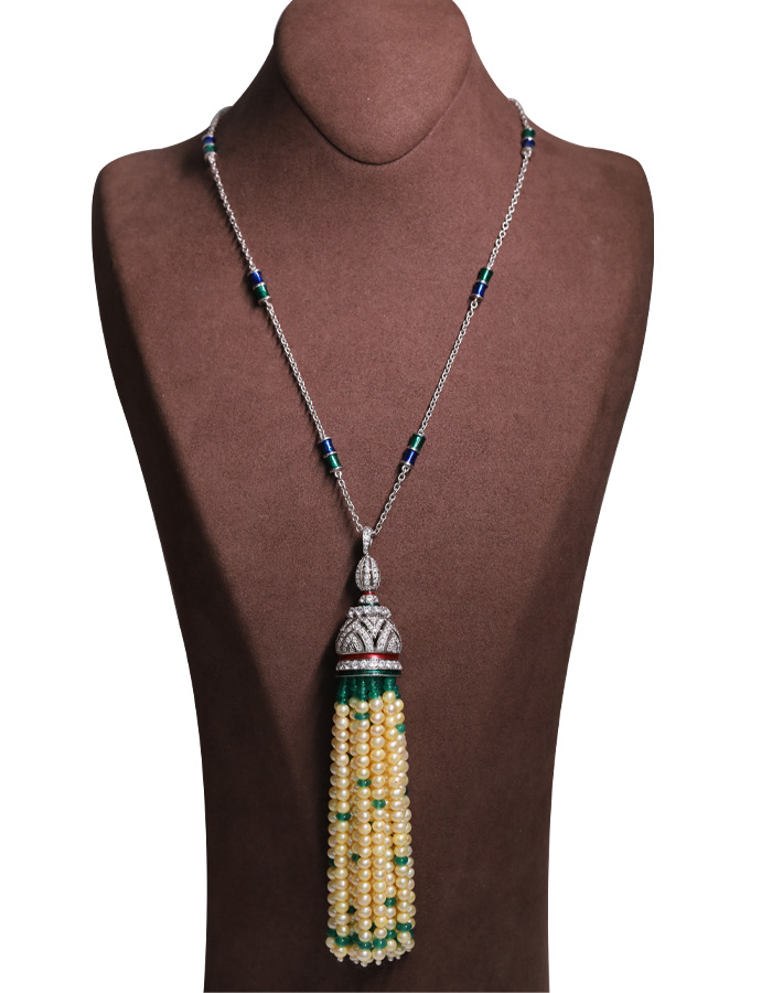 Beaded Tassel Pendant Necklace