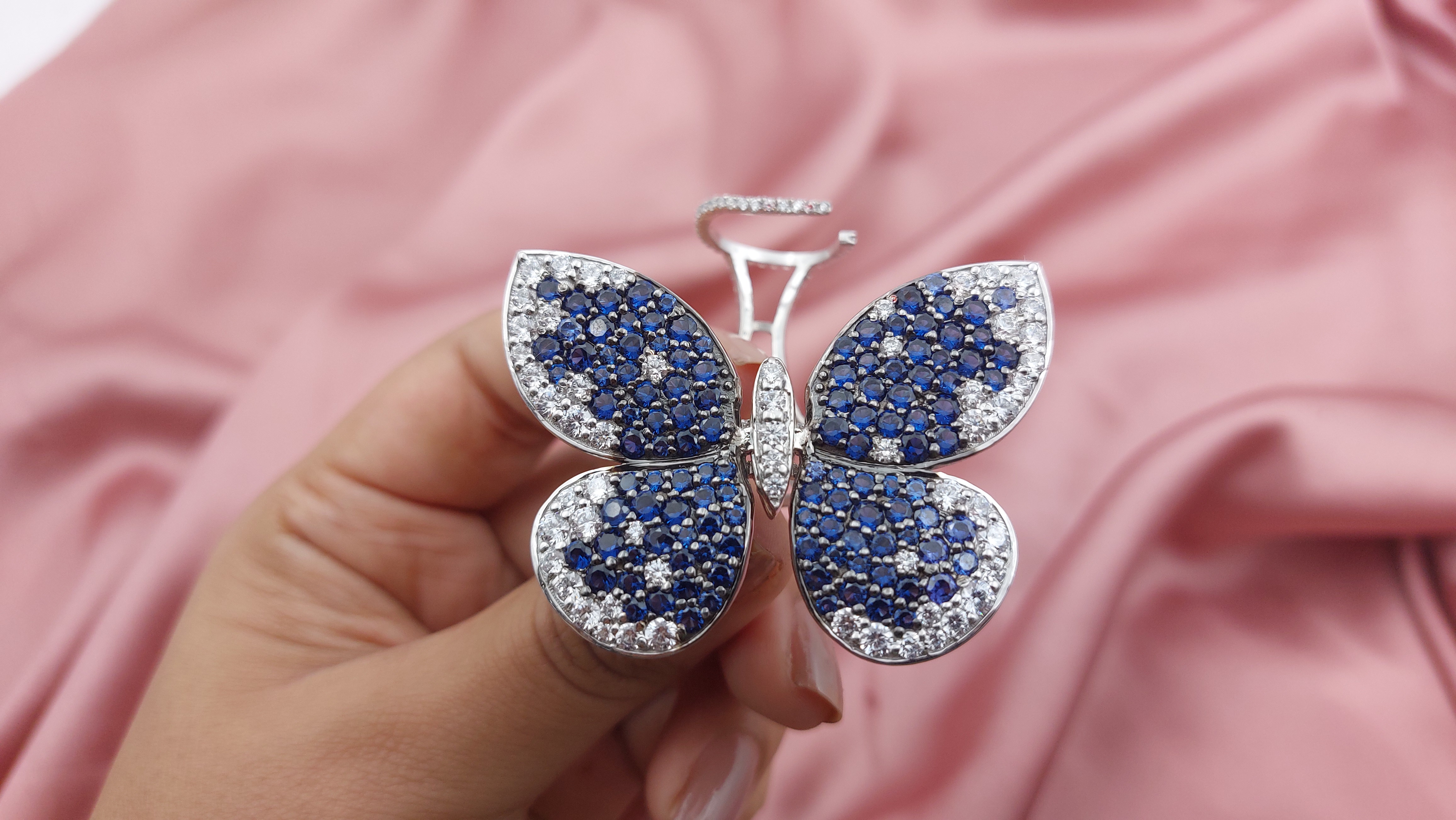 Blue Sapphire Butterfly Ring - Cocktail