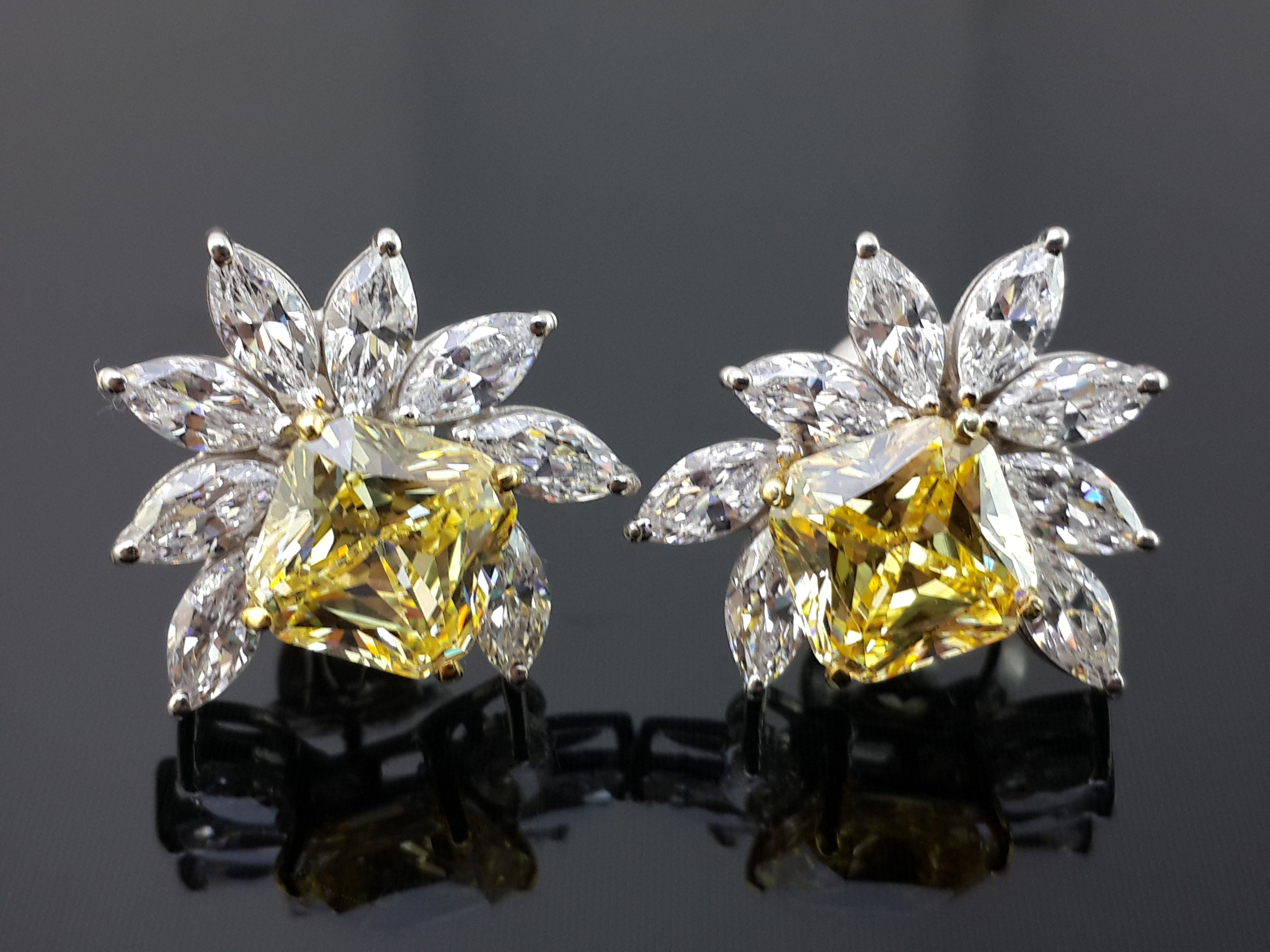 Yellow Signature Adastra CZ Flower Stud Earrings