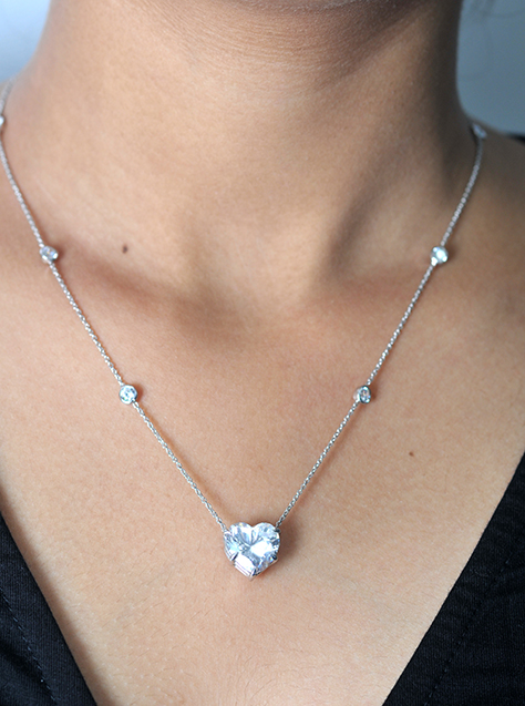 Heart-Shaped CZ Pendant Necklace