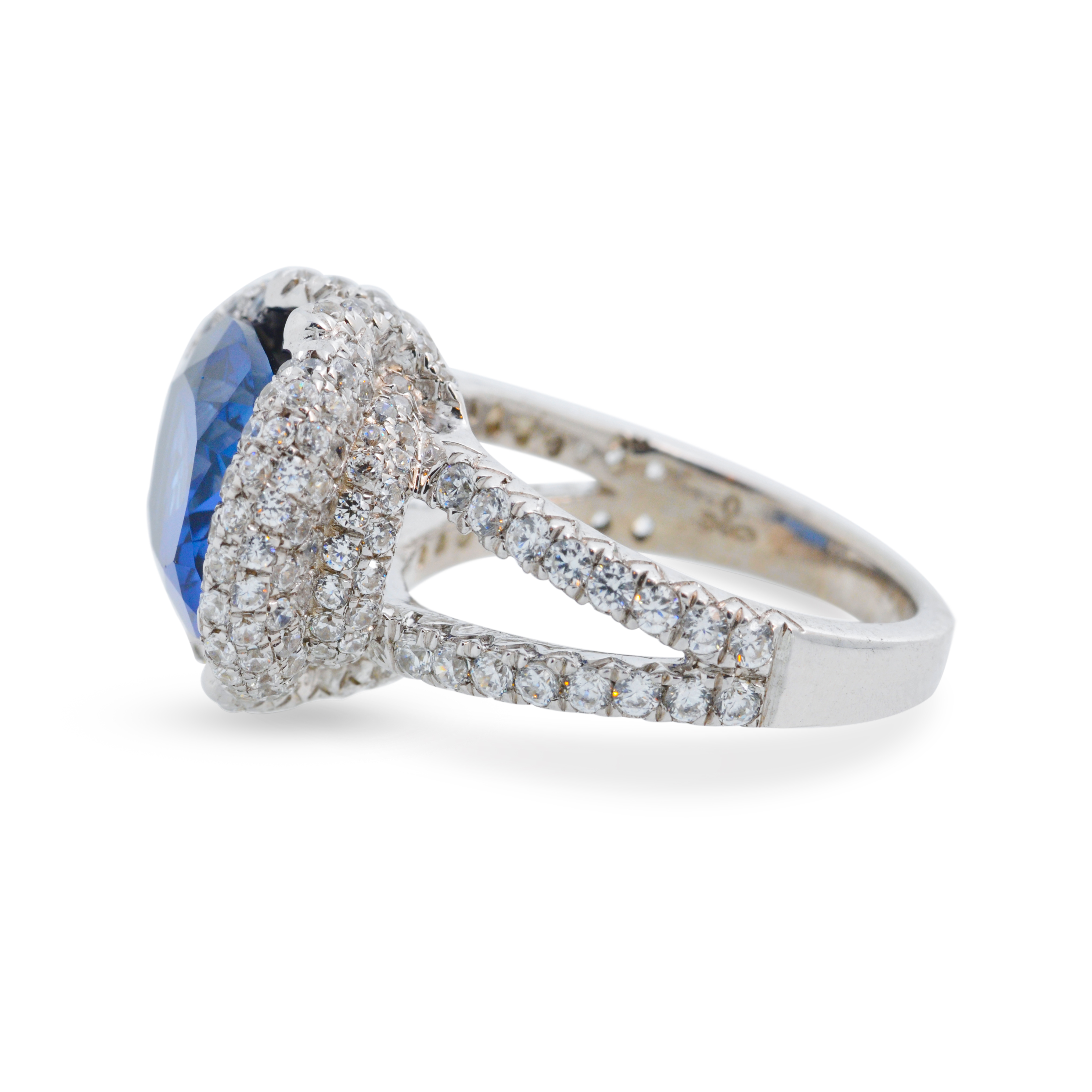 Sapphire & Signature Adastra CZ Halo Ring