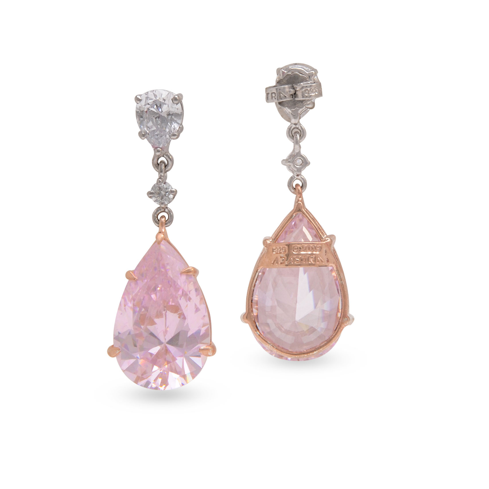 Pink Teardrop Crystal Earrings