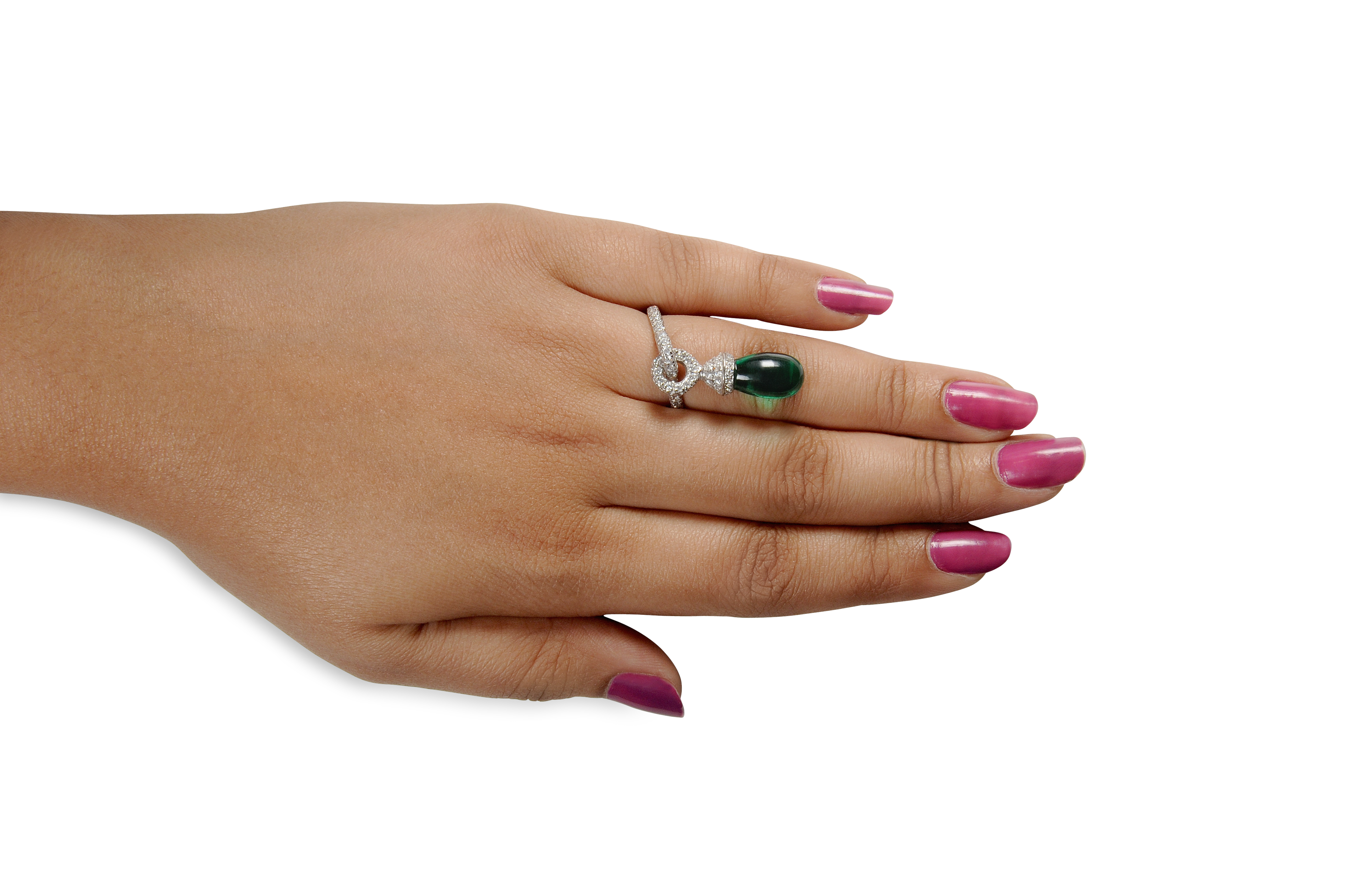 Emerald and Signature Adastra CZ  Platinum Ring