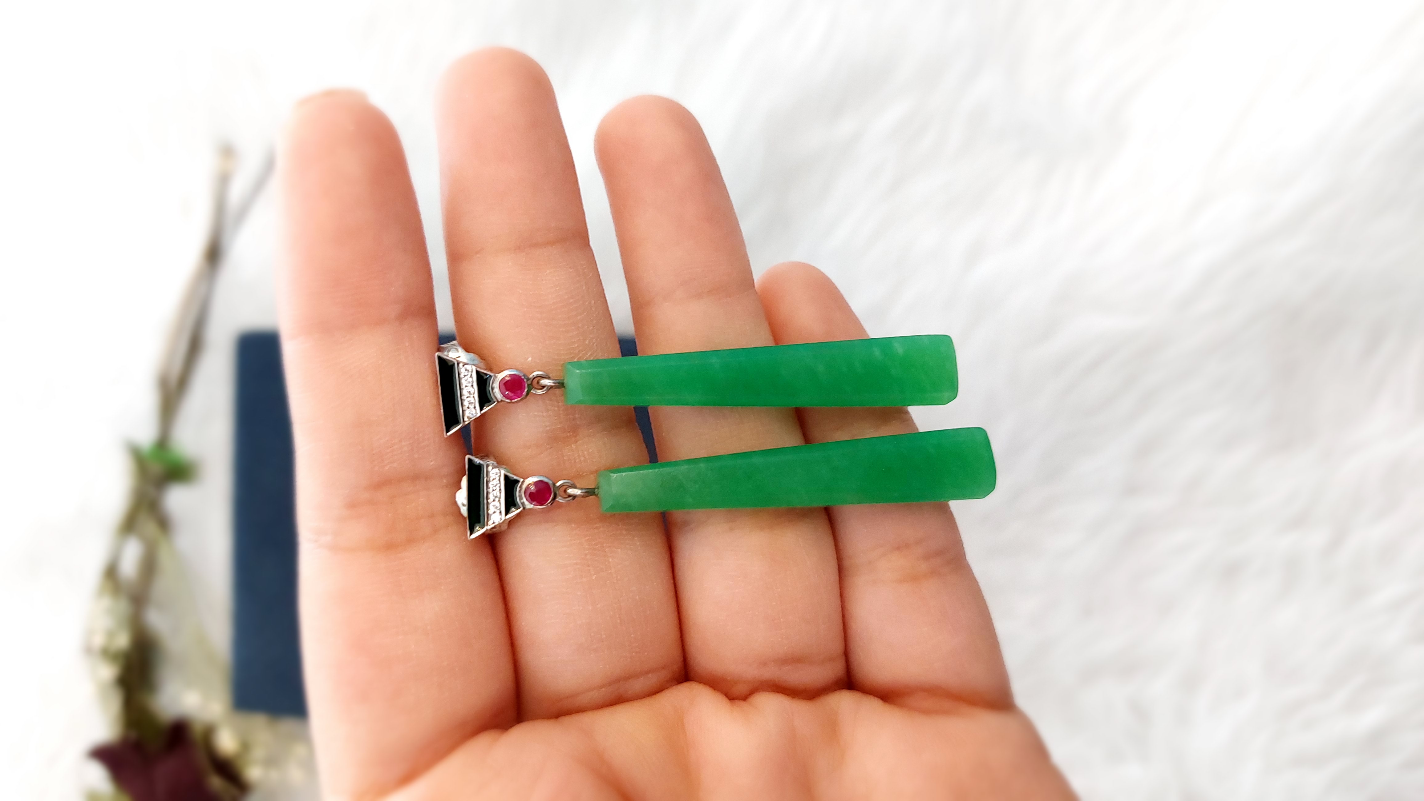 Green Jade Drop Earrings