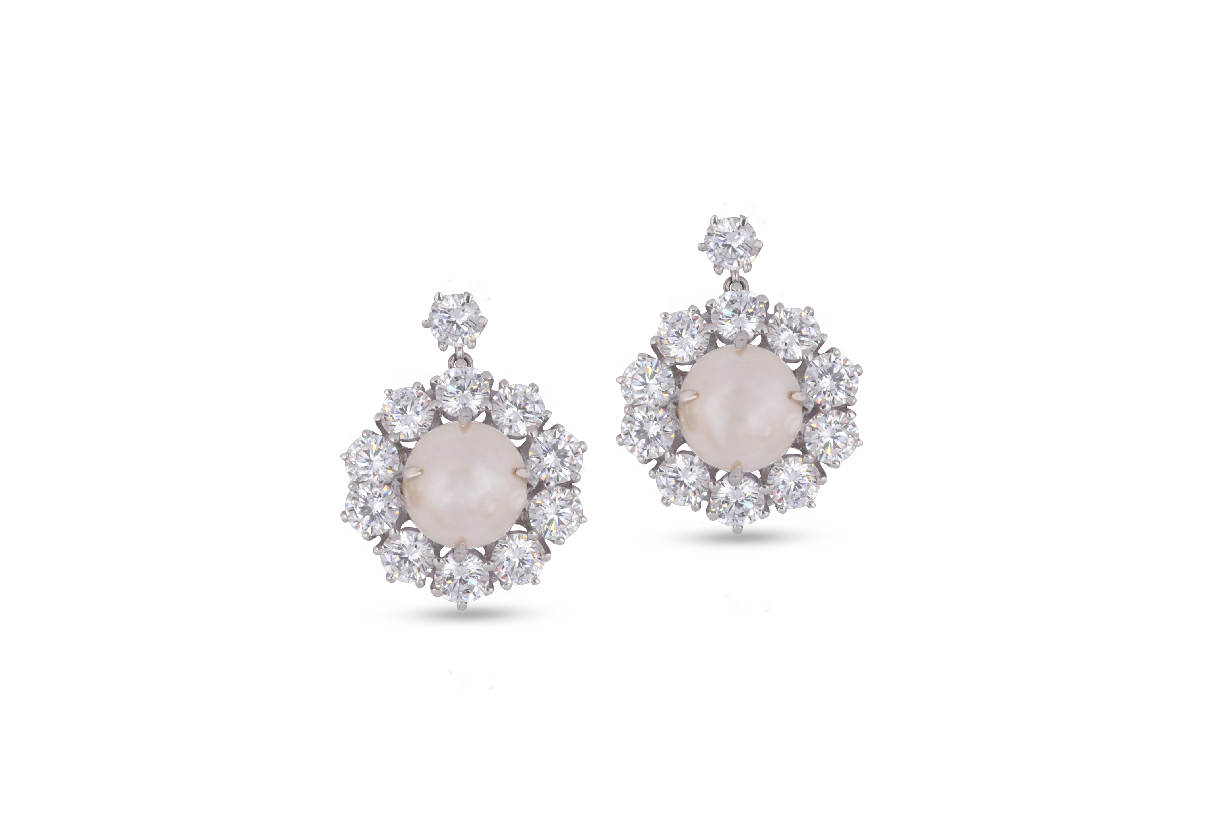 Pearl and Signature Adastra CZ Halo Earrings